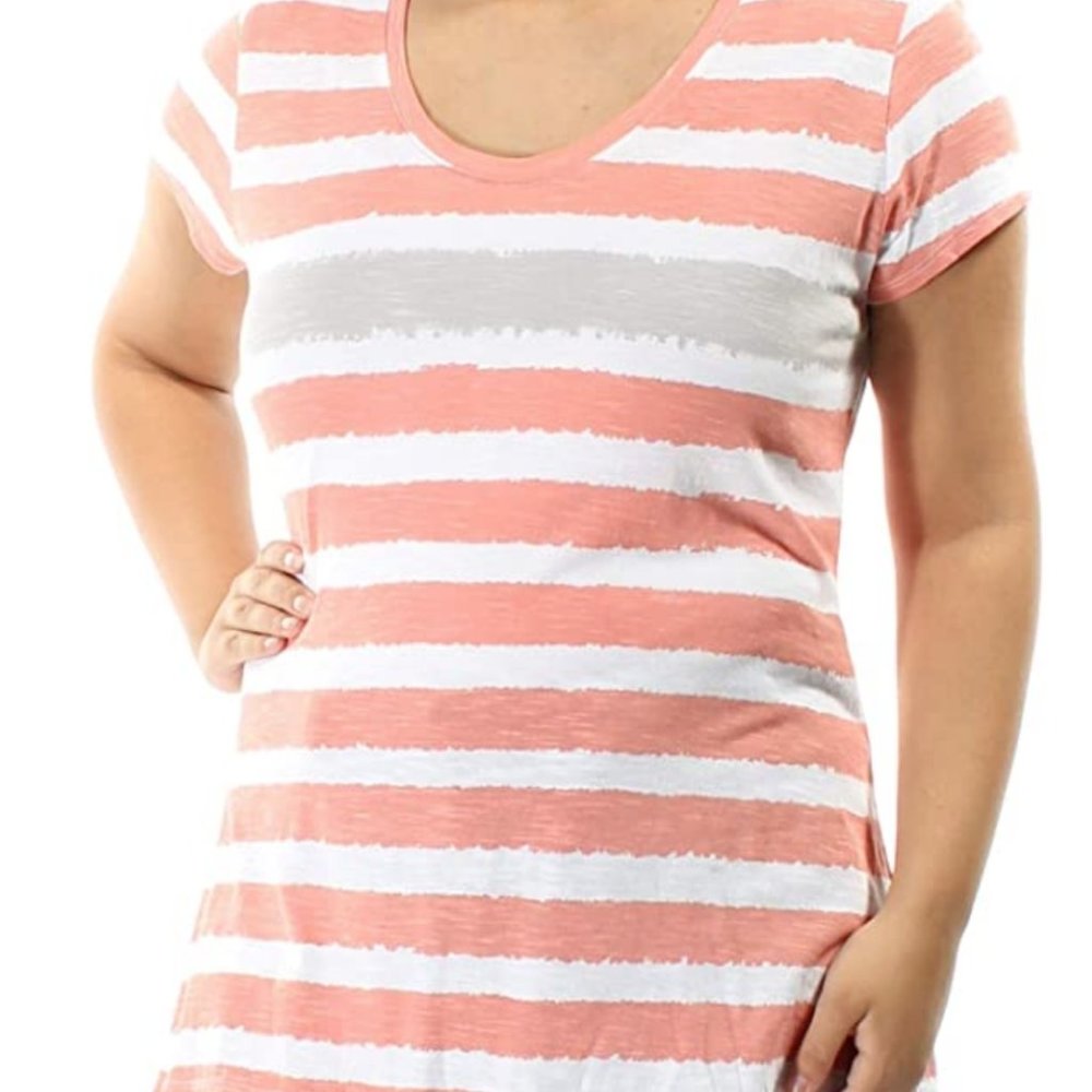 STYLE & CO. SHORT-SLEEVE STRIPED TEE PEACH T SHIRT